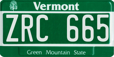VT license plate ZRC665