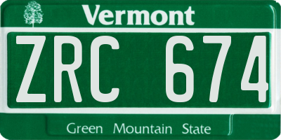 VT license plate ZRC674