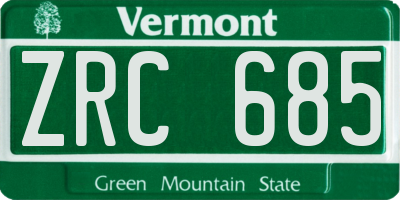 VT license plate ZRC685