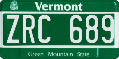 VT license plate ZRC689