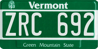 VT license plate ZRC692