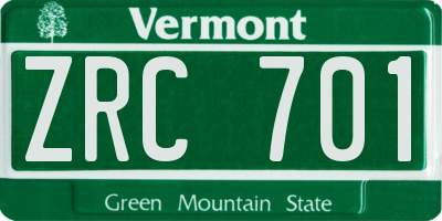 VT license plate ZRC701
