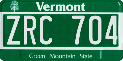 VT license plate ZRC704