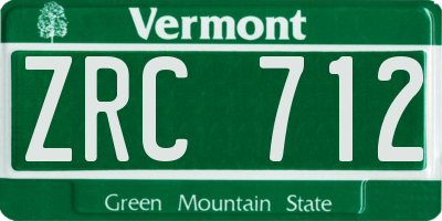 VT license plate ZRC712