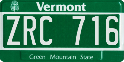 VT license plate ZRC716
