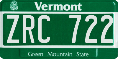 VT license plate ZRC722