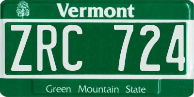 VT license plate ZRC724