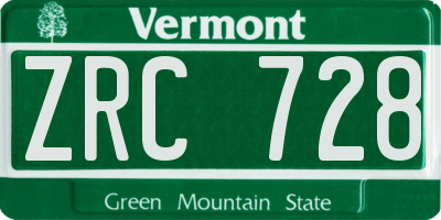 VT license plate ZRC728