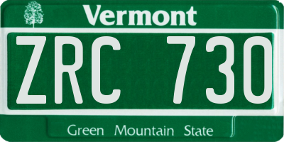 VT license plate ZRC730