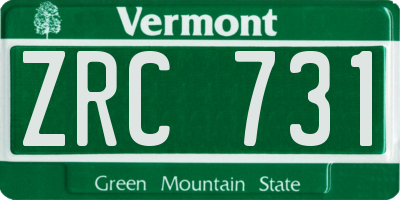 VT license plate ZRC731