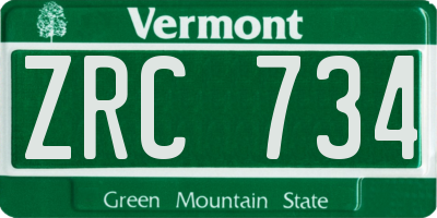 VT license plate ZRC734