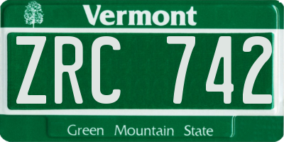 VT license plate ZRC742
