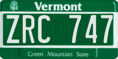 VT license plate ZRC747
