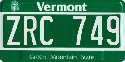 VT license plate ZRC749