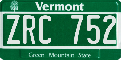 VT license plate ZRC752