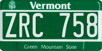 VT license plate ZRC758