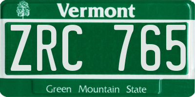 VT license plate ZRC765