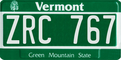 VT license plate ZRC767