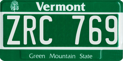 VT license plate ZRC769