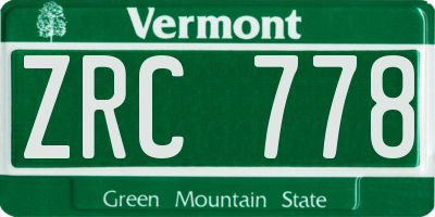 VT license plate ZRC778