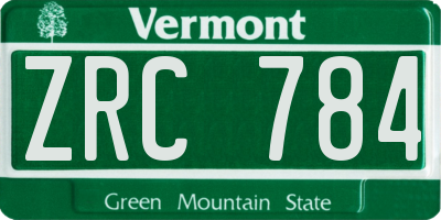 VT license plate ZRC784