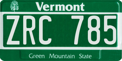VT license plate ZRC785