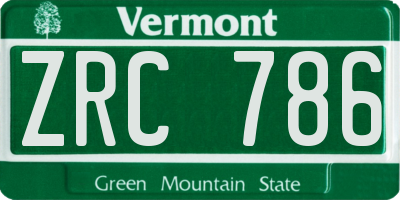 VT license plate ZRC786