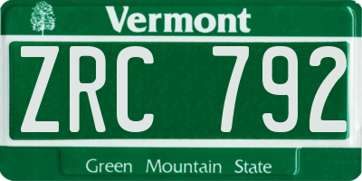 VT license plate ZRC792