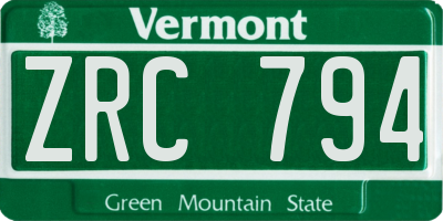 VT license plate ZRC794