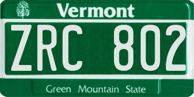 VT license plate ZRC802