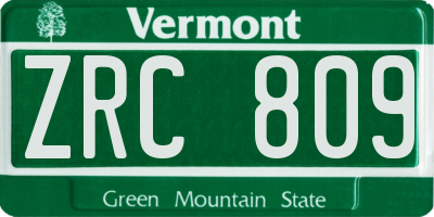 VT license plate ZRC809