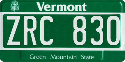 VT license plate ZRC830