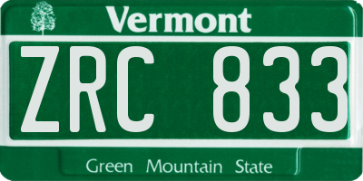 VT license plate ZRC833