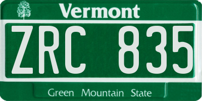 VT license plate ZRC835