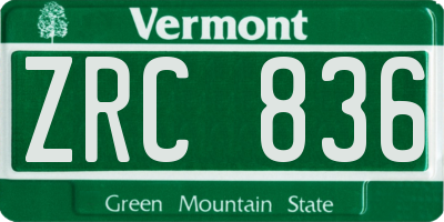 VT license plate ZRC836
