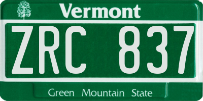 VT license plate ZRC837