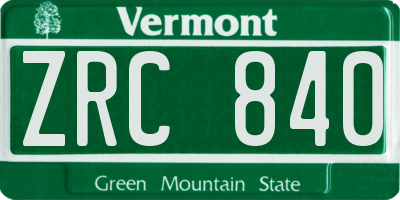 VT license plate ZRC840