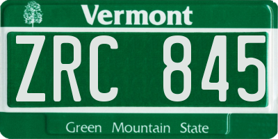 VT license plate ZRC845
