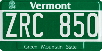 VT license plate ZRC850