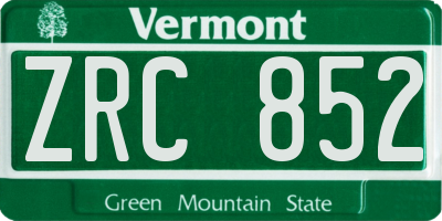 VT license plate ZRC852