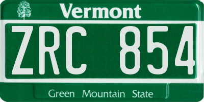 VT license plate ZRC854