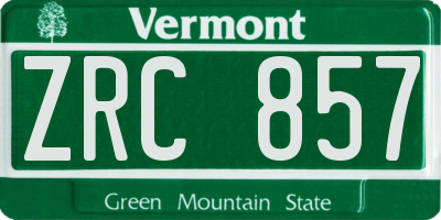 VT license plate ZRC857