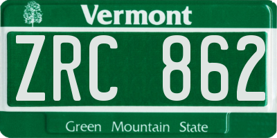 VT license plate ZRC862