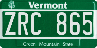 VT license plate ZRC865
