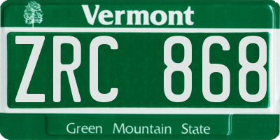 VT license plate ZRC868