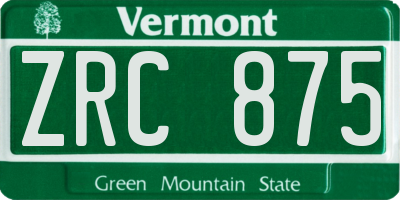 VT license plate ZRC875