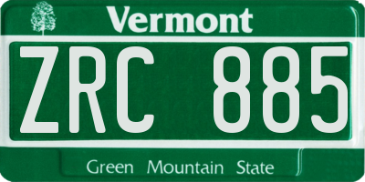 VT license plate ZRC885
