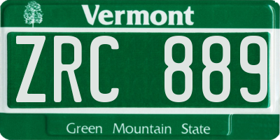 VT license plate ZRC889