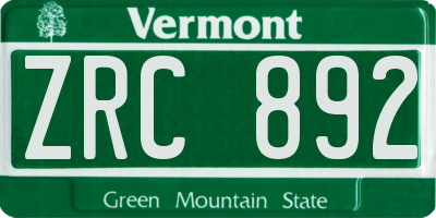 VT license plate ZRC892