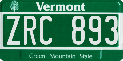 VT license plate ZRC893